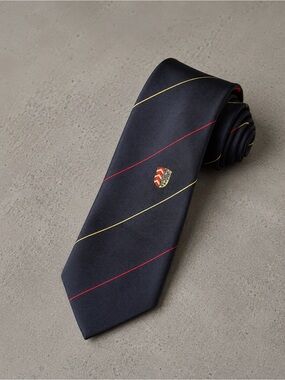 Van Megen Krefeld Navy Striped Crest Tie Classic European Necktie